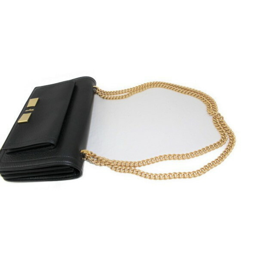 【SALVATORE FERRAGAMO】CHAIN SHOULDER BAG Salvatore Ferragamo Shoulder Bag Gancini Chain Leather Black